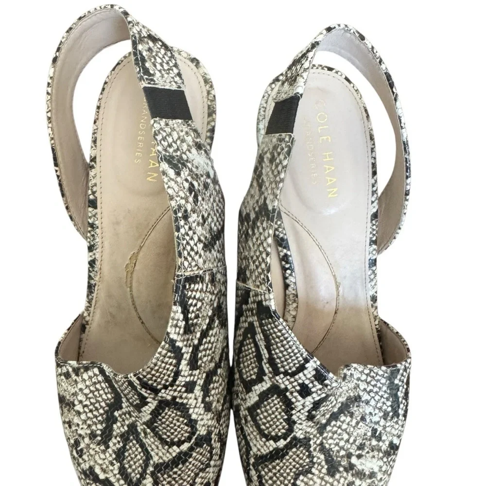 Cole Haan - Vania Half D'Orsay Snakeskin Leather Slingback Sz 8